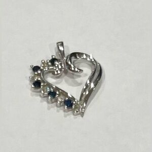Silver and Sapphire Heart Pendant